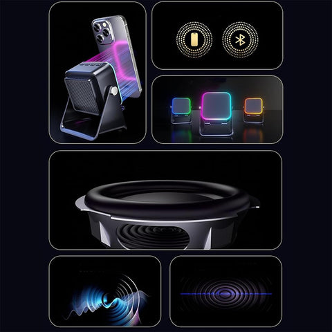 5-in-1 Speaker, 360° Stand, RGB Light, Phone Holder, Wireless Audio