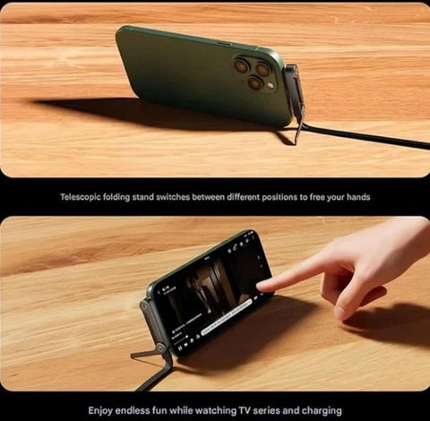 2-in-1 Invisible Holder Charger Cable–240W Fast Charging Cord with Phone Stand