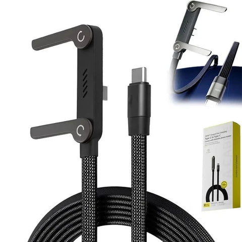 2-in-1 Invisible Holder Charger Cable–240W Fast Charging Cord with Phone Stand